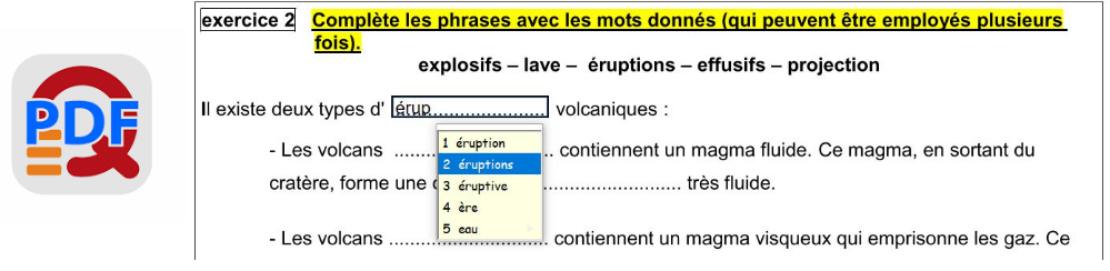 Devoir de géographie à compléter : création d’une zone de saisie et fenêtre prédictive dans un document PDF 