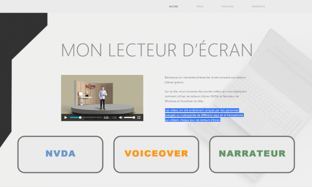 Page d'accueil du site monlecteurdecran.be